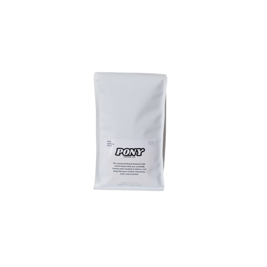 White retail bag of coffee beans 